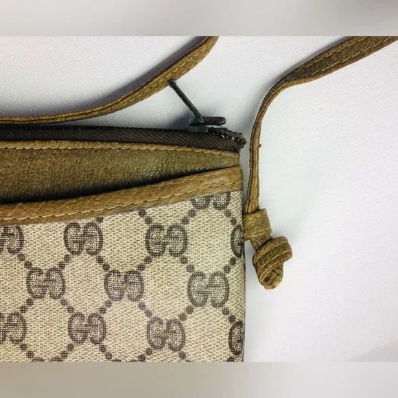 Vintage ✨ Gucci GG Monogram Coated Canvas Leather Crossbody Authenticated COA - Picture 14 of 16